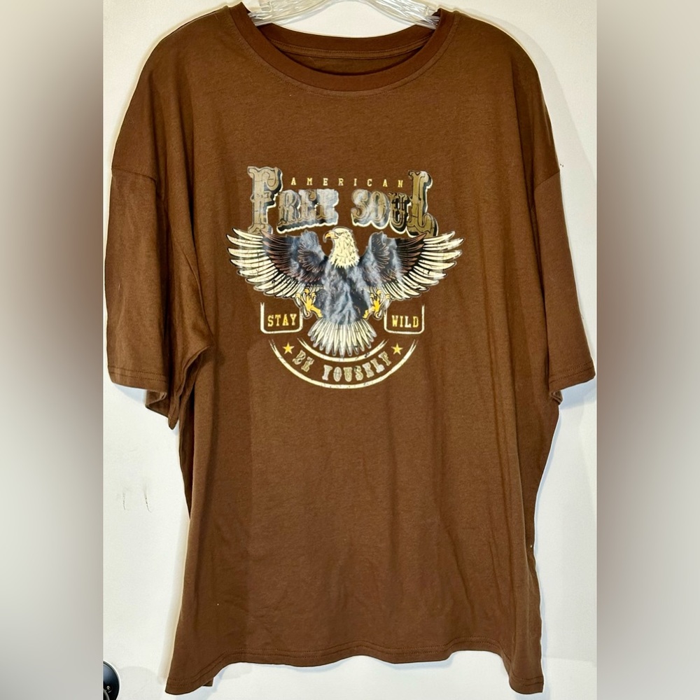 SHEIN American‎ Free Soul Eagle T-Shirt Brown Large